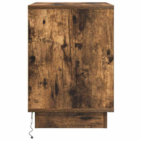 vidaXL Bedside Cabinet with LED Lights Smoked Oak 50x34,5x50 cm