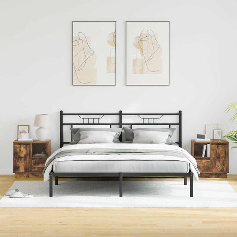 vidaXL Bedside Cabinet with Drawer 2 pcs Smoked oak 50 x 34.5 x 50 cm