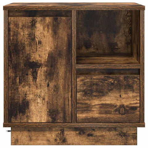 vidaXL Bedside Cabinets with LED Lights 2 pcs Smoked Oak 50x34,5x50 cm