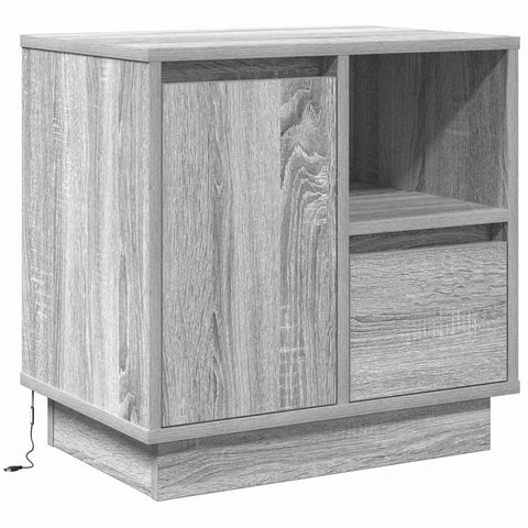 vidaXL Bedside Cabinet with LED Grey Sonoma 50x34,5x50 cm