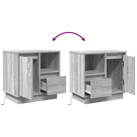 vidaXL Bedside Cabinet with LED Grey Sonoma 50x34,5x50 cm