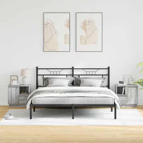 vidaXL Bedside Cabinets with LED 2 pcs Grey Sonoma 50x34,5x50 cm