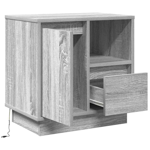 vidaXL Bedside Cabinets with LED 2 pcs Grey Sonoma 50x34,5x50 cm