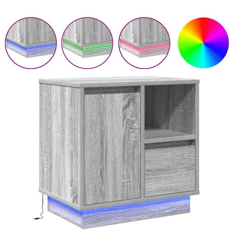vidaXL Bedside Cabinets with LED 2 pcs Grey Sonoma 50x34,5x50 cm
