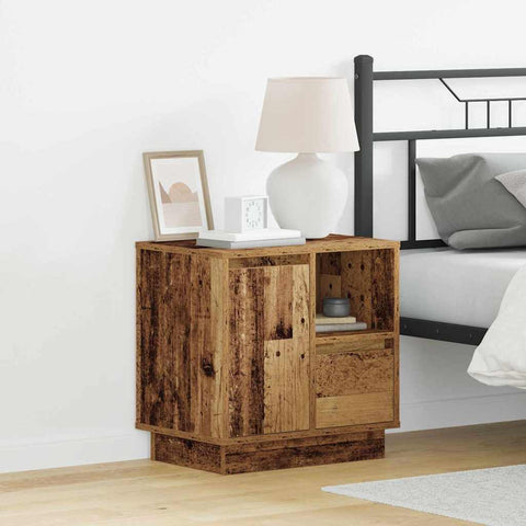 vidaXL Bedside Cabinets with LED Lights 2 pcs Old Wood 50x34,5x50 cm