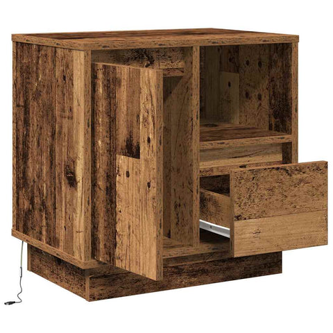 vidaXL Bedside Cabinets with LED Lights 2 pcs Old Wood 50x34,5x50 cm