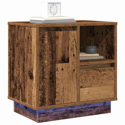 vidaXL Bedside Cabinets with LED Lights 2 pcs Old Wood 50x34,5x50 cm