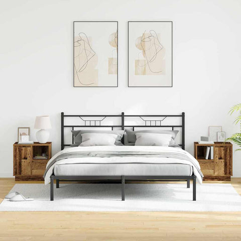 vidaXL Bedside Cabinets with LED 2 pcs Old Wood 50x34,5x50 cm