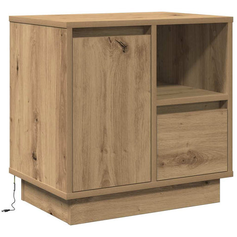 vidaXL Bedside Cabinet with LED Artisan Oak 50x34,5x50 cm