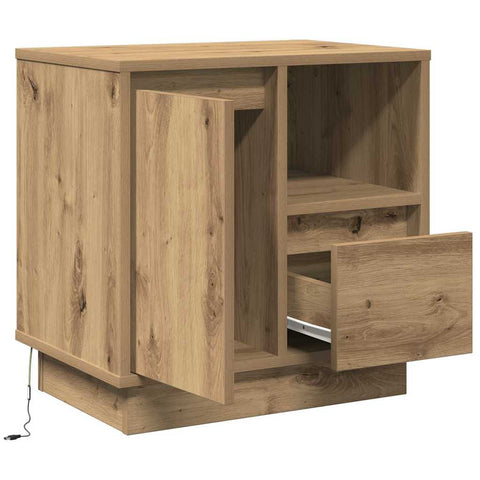vidaXL Bedside Cabinet with LED Artisan Oak 50x34,5x50 cm