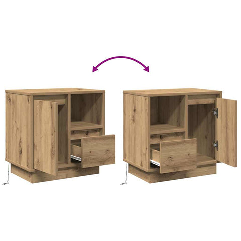 vidaXL Bedside Cabinet with LED Artisan Oak 50x34,5x50 cm