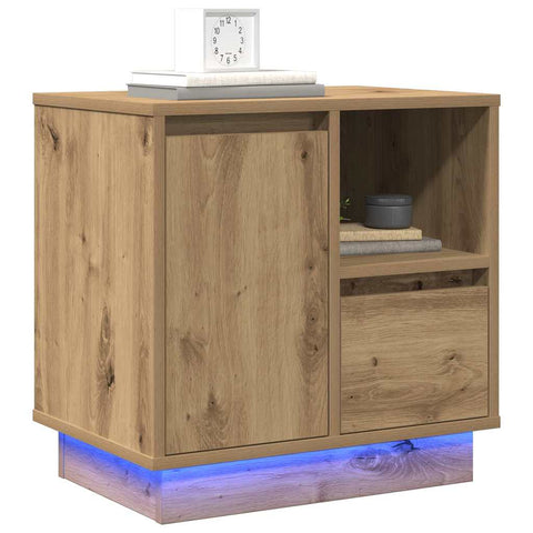 vidaXL Bedside Cabinet with LED Artisan Oak 50x34,5x50 cm