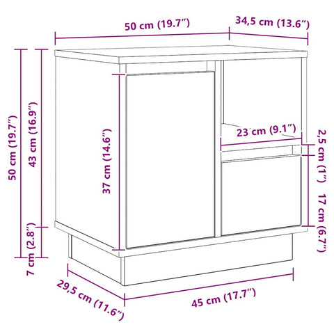 vidaXL Bedside Cabinets with LED 2 pcs Artisan Oak 50x34,5x50 cm