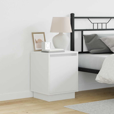 vidaXL Bedside Cabinet with LED Lights White 39x34,5x50 cm