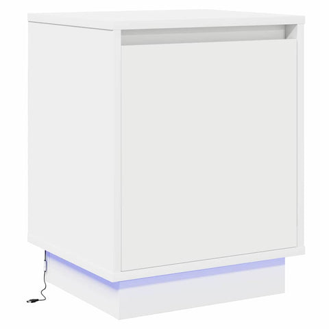 vidaXL Bedside Cabinet with LED Lights White 39x34,5x50 cm