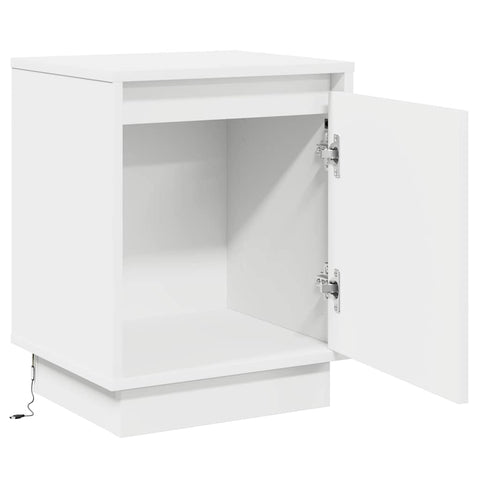 vidaXL Bedside Cabinet with LED Lights White 39x34,5x50 cm