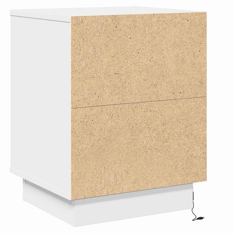 vidaXL Bedside Cabinet with LED Lights White 39x34,5x50 cm