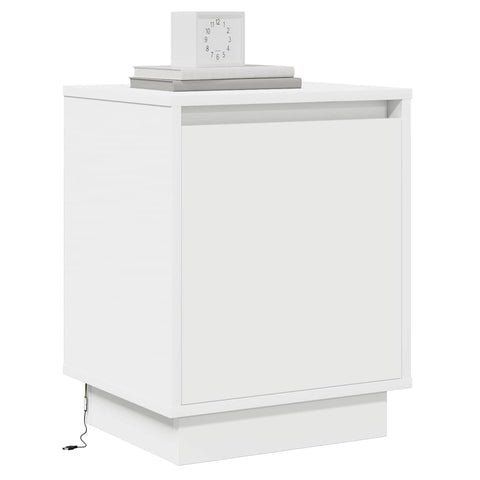 vidaXL Bedside Cabinet with LED Lights White 39x34,5x50 cm