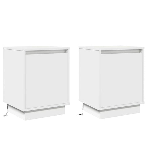 vidaXL Bedside Cabinets with LED Lights 2 pcs White 39x34,5x50 cm