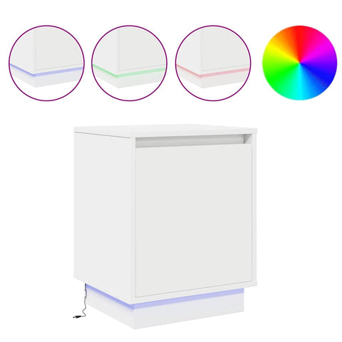 vidaXL Bedside Cabinets with LED Lights 2 pcs White 39x34,5x50 cm