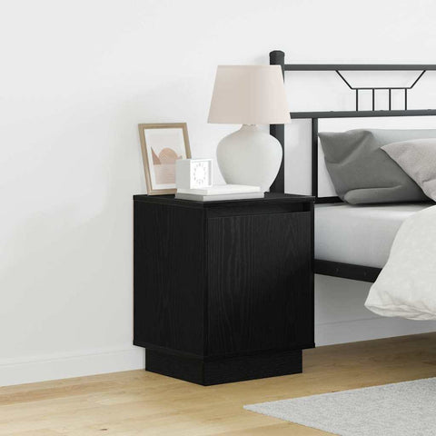 vidaXL Bedside Cabinet with LED Lights Black 39x34,5x50 cm
