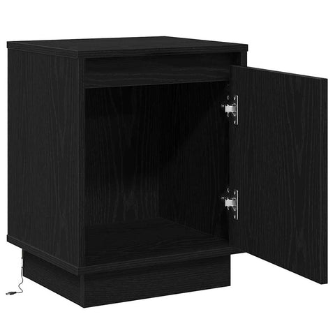 vidaXL Bedside Cabinet with LED Lights Black 39x34,5x50 cm
