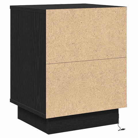 vidaXL Bedside Cabinet with LED Lights Black 39x34,5x50 cm