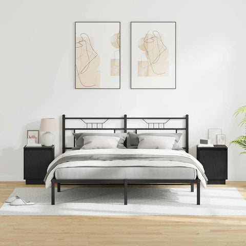 vidaXL Bedside Cabinets with LED Lights 2 pcs Black 39x34,5x50 cm