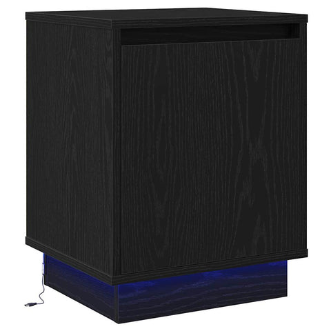 vidaXL Bedside Cabinets with LED Lights 2 pcs Black 39x34,5x50 cm