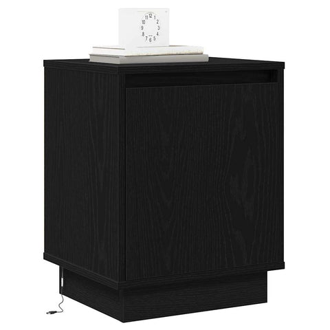 vidaXL Bedside Cabinets with LED Lights 2 pcs Black 39x34,5x50 cm