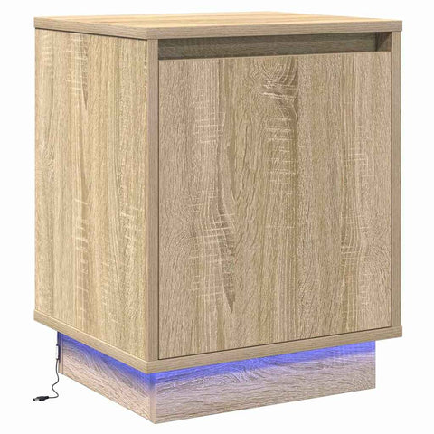 vidaXL Bedside Cabinet with LED Lights Sonoma Oak 39x34,5x50 cm
