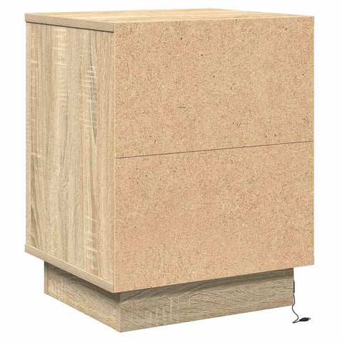 vidaXL Bedside Cabinet with LED Lights Sonoma Oak 39x34,5x50 cm