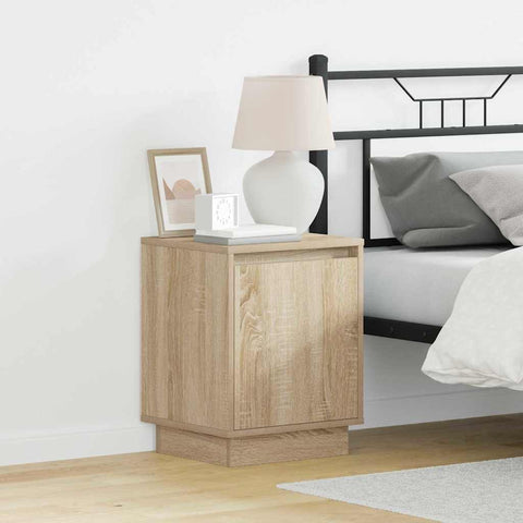 vidaXL Bedside Cabinets with LED Lights 2 pcs Sonoma Oak 39x34,5x50 cm