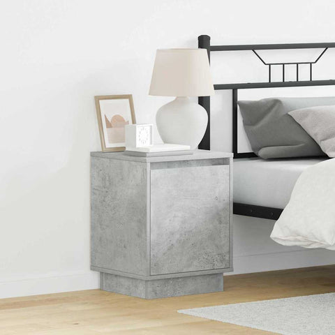 vidaXL Bedside Cabinet with LED Lights Concrete Grey 39x34.5x50 cm