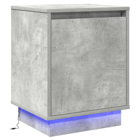 vidaXL Bedside Cabinet with LED Lights Concrete Grey 39x34.5x50 cm