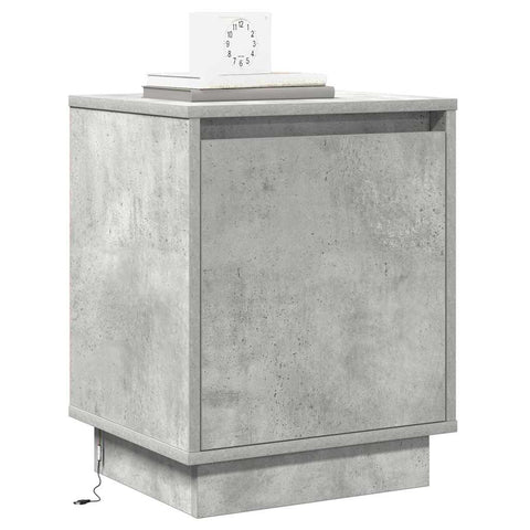 vidaXL Bedside Cabinet with LED Lights Concrete Grey 39x34.5x50 cm