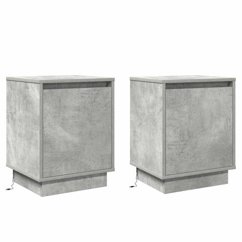 vidaXL Bedside Cabinets with LED Lights 2 pcs Concrete Grey 39x34,5x50 cm