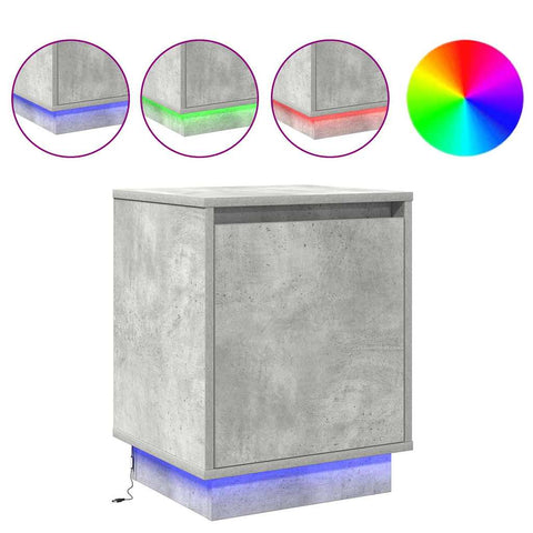 vidaXL Bedside Cabinets with LED Lights 2 pcs Concrete Grey 39x34,5x50 cm