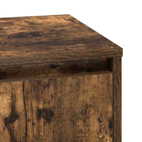 vidaXL Bedside Cabinet with LED Lights Smoked Oak 39x34,5x50 cm
