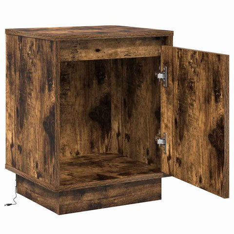vidaXL Bedside Cabinets with LED Lights 2 pcs Smoked Oak 39x34,5x50 cm