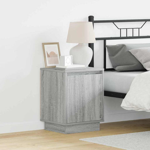 vidaXL Bedside Cabinet with LED Lights Grey Sonoma 39x34,5x50 cm