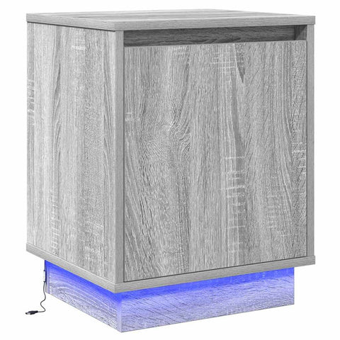 vidaXL Bedside Cabinet with LED Lights Grey Sonoma 39x34,5x50 cm