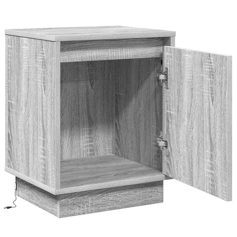 vidaXL Bedside Cabinet with LED Lights Grey Sonoma 39x34,5x50 cm