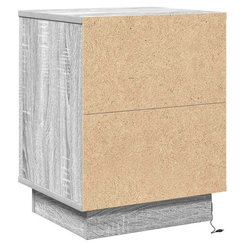 vidaXL Bedside Cabinet with LED Lights Grey Sonoma 39x34,5x50 cm
