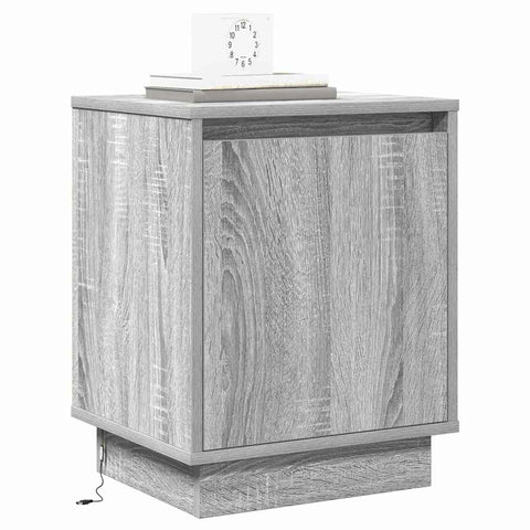 vidaXL Bedside Cabinet with LED Lights Grey Sonoma 39x34,5x50 cm
