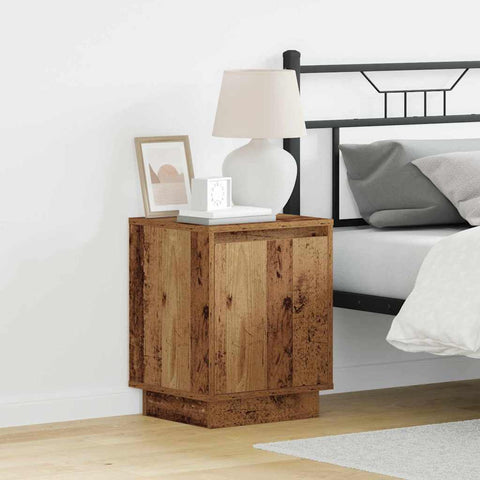 vidaXL Bedside Cabinets with LED Lights 2 pcs Old Wood 39x34,5x50 cm