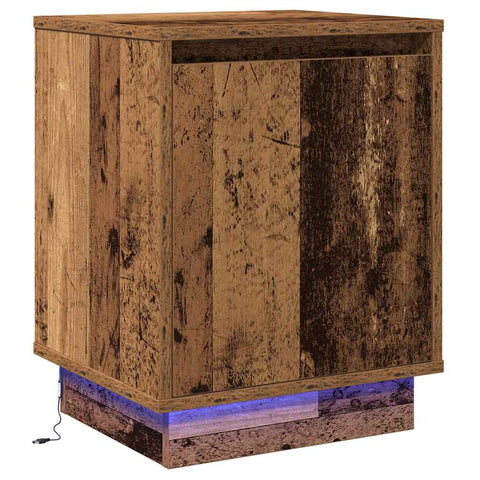 vidaXL Bedside Cabinets with LED Lights 2 pcs Old Wood 39x34,5x50 cm