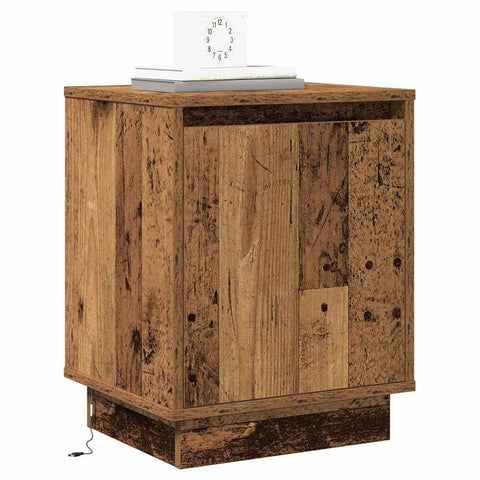vidaXL Bedside Cabinets with LED Lights 2 pcs Old Wood 39x34,5x50 cm