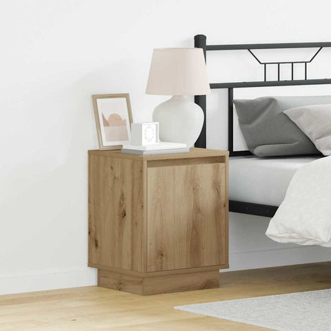vidaXL Bedside Cabinet with LED Lights Artisan Oak 39x34,5x50 cm