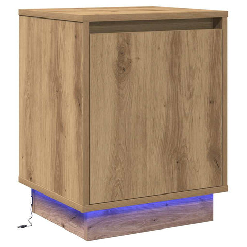 vidaXL Bedside Cabinet with LED Lights Artisan Oak 39x34,5x50 cm